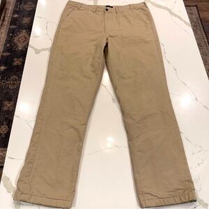 Lands End Mens Flannel Lined Pants Chinos Size 42 Khaki Beige Traditional Fit